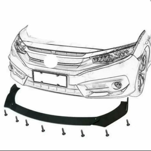 Lip Para Bumper Delantero Negro Curvo Universal Carro