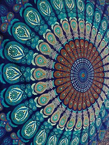 Mandala De Pared Colores Azules - Queen - Boho Tapestry