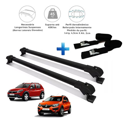 Travessa Teto  Sandero Stepway 2012 Preto + Brinde