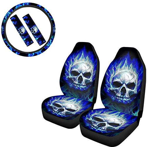 Fundas De Asiento Automóvil Estampado De Calaveras, In...