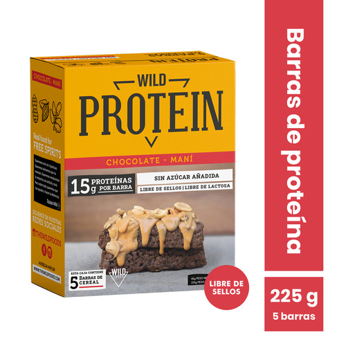 Wild Protein Barra Chocolate Maní 5 Unidades 15 G Proteina
