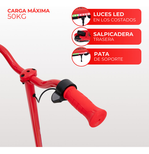 Patín Eléctrico Eco-forte Sg09 Scooter Con Pata De Soporte Color Rojo