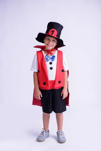 Fantasia Carnaval Masculina Infantil Pirata Vermelho Branco