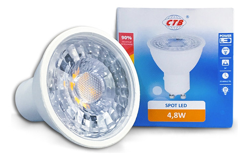 Lâmpada Spot Led Dicroica 4,8w 6500k Branco Frio Gu10 Ctb