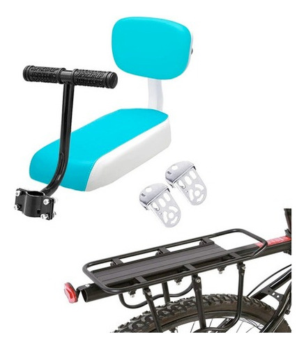 Silla Niños Trasera P/ Bicicletas + Agarre + Parrilla Pedal 