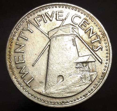 Moneda Barbados 25 Cents 1973 