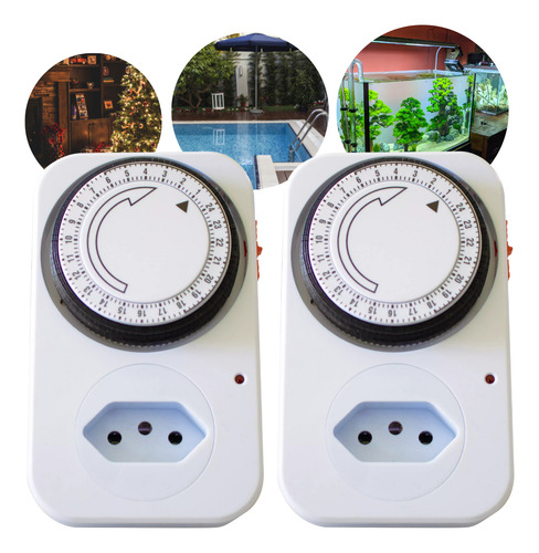 Kit 2 Timer Temporizador Mecânico Tomada Bivolt Analógico Nf
