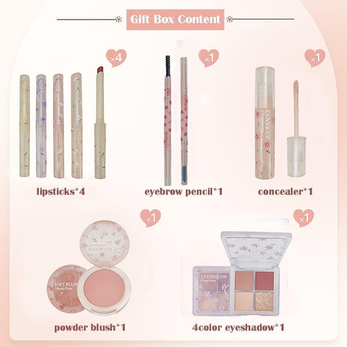 Kit De Maquillaje Para Mujer, 8 Piezas, 4 Lápices Labiales D