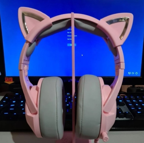 Imagen 4 de 6 de Onikuma Gato K9 7.1 + Base Audifonos Usb Gamer Rgb Rosa Pink