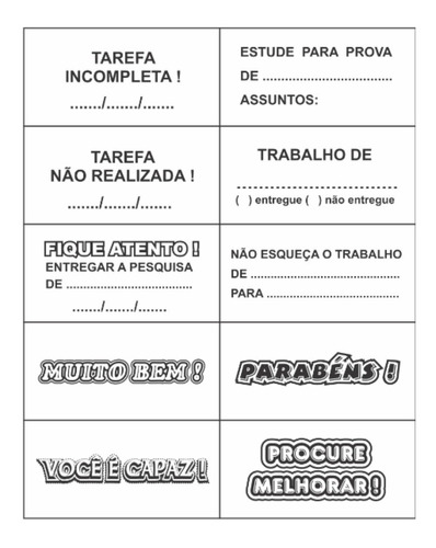 Carimbo Pedagógico Psico Avaliação E Recado Ii - 10 Unidades