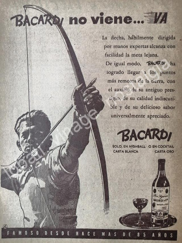Cartel Retro Ron Bacardi 1947 No Viene Va Arquero