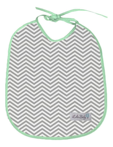 Kit 7 Babadores Semaninha Impermeável 23x19 Estampas Algodão Cor Chevron Cinza/verde