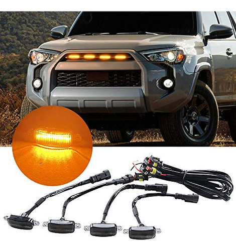 Sidaqi 4 Led 12w Amber Car Front Grille Advertencia Luces Am