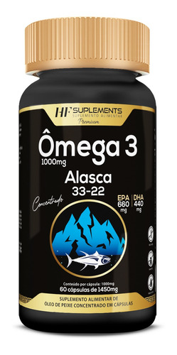 Imagem 1 de 3 de Omega 3 Alasca 33/22 Concentrado 1450mg 60caps Hf Suplements