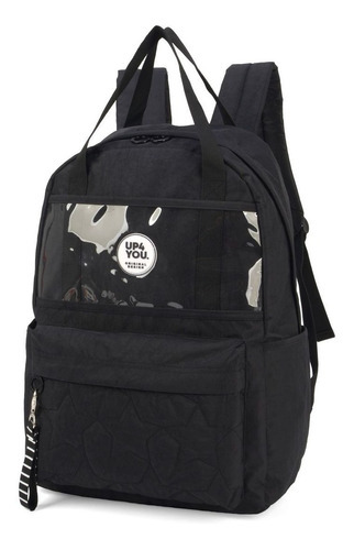 Mochila De Costas Feminina Juvenil By Up4you Ref.48975 Cor Preto