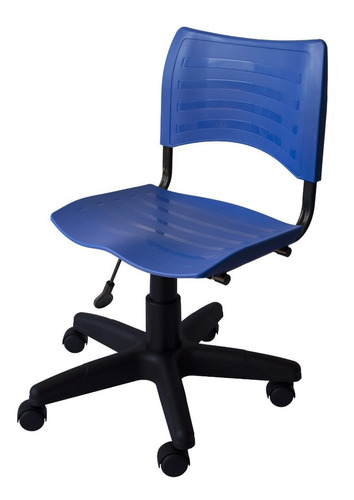 Cadeira Secretária Plástica Giratória Cor Azul