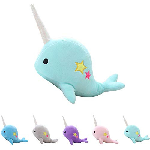 Casagood Cute Teal Narwhal Stuffed Animal Plush Toy Adorable