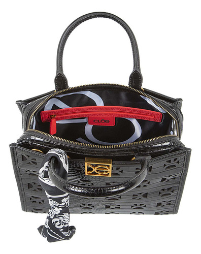 Bolsa Cloe Satchel Para Mujer Corte Láser De Monograma Color Negro