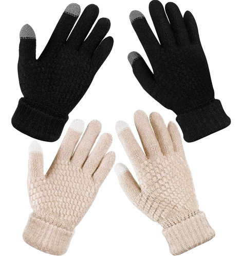 2 Pares De Guantes De Invierno Para Pantalla Táctil Para Muj