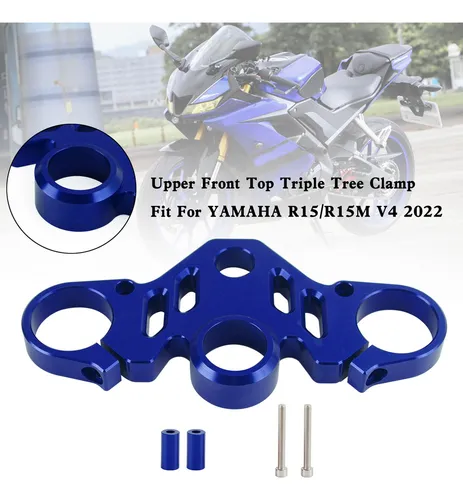 Pinza De Árbol Triple Cnc For Yamaha R15 V4 22 Azul