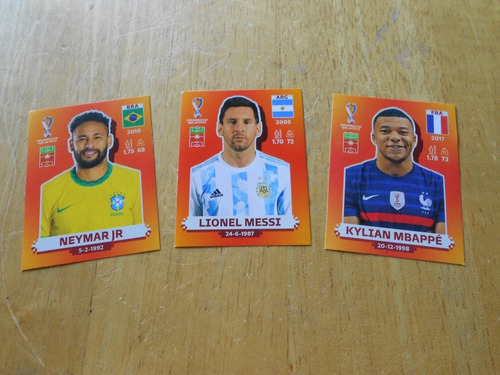 Figuritas Qatar - Neymar Messi Mbappe - Panini - Originales