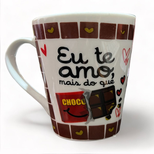 Caneca Porcelana Estampa Eu Te Amo Mais Que Chocolate 290ml