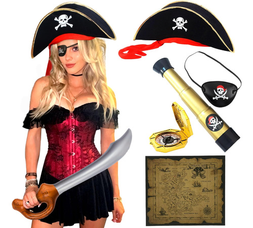 Jevenis 6 Uds. Disfraz De Pirata Para Niños Y Hombres, Juego