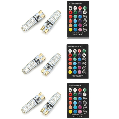 3x Luces Led Cola De Pescado Rgb T10 Multicolor Con Control