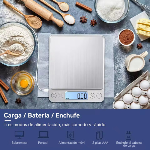 Báscula Digital Con Carga Usb, Pantalla Lcd Y 2 Bandejas