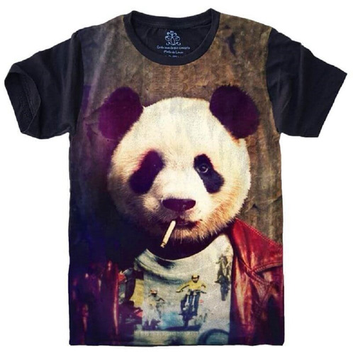 Camisa, Camiseta Panda Gângster Divertida Personalizada Top