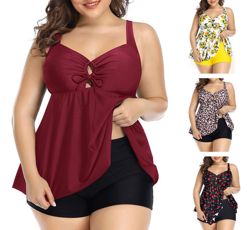 Traje De Baño Tallas Extras Plus Tankini Blusa Batita Short