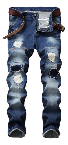 Pantalones M Para Hombre A La Moda Con Bolsillos, Botones Y