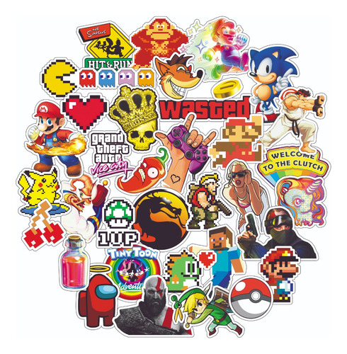 Pack Stickers Calcos Vinilos Videojuegos N° 1 - Termo Compu 