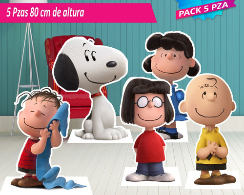 Chalie Brown Snoopy  5 Figuras 80 Cm Cumpleaños Y Fiesta