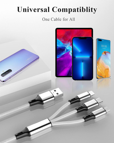 Cable De Carga Multiple (paquete De 3 Unidades, 1 Pie), C...