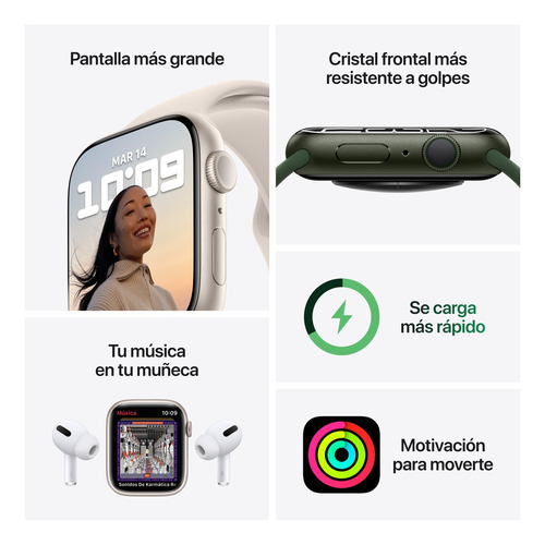 Apple Watch Series 7 (GPS, 45mm) - Caja de aluminio color azul - Correa deportiva azul abismo