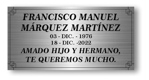 Placa Metalica Grabada Personalizada Urna Funeraria 12x9cm