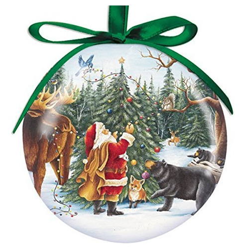 Cape Shore 3  Papa Noel Con Animales Ball Ornament