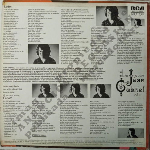 Alma Joven Vol. 3 - Juan Gabriel (1973) Disco Lp Rca Victor (Usado)
