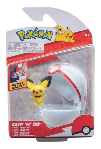 Imagen 1 de 4 de Figura De Pichu Con Honor Ball De Pokémon Clip N Go