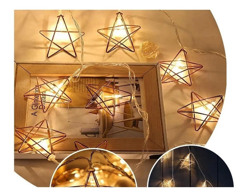 Extensión De Estrellas 175cm Luces Led X10 Navidad Decoracio