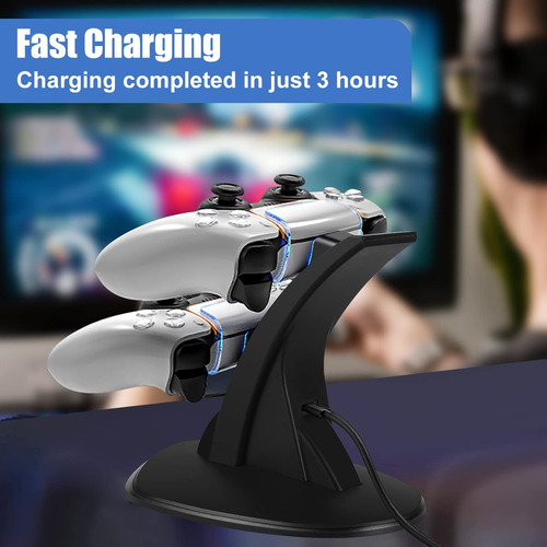 Soporte De Carga Dual Para Playstation 5 Con Cable Tipo C
