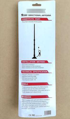Antena 9dbi Alta Ganancia Enrroscable Cable Y Base Para Wifi