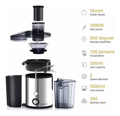 Extractor De Jugos Automatico P Frutas Y Verduras Acero,x