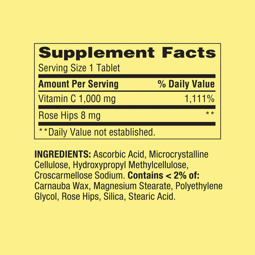 Imagen 2 de 3 de Spring Valley Vitamina C Con Rosa Mosqueta, Tabletas De 1000 Mg 500 Unidades, Suplemento Potente Antioxidante Y Nutriente Esencial Que Puede Apoyar La Salud Inmunológica, Cardiovascular Y Ósea