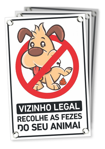 Placa Vizinho Legal Recolha Coco Fezes Cachorro -15 Unidades
