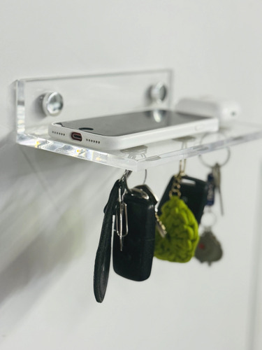 Porta Chave De Parede Organizador Com Prateleira De Acrilico Cor Cristal