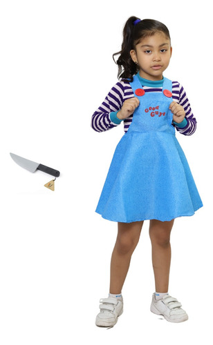 Disfraz Vestido Chucky Muñeco Diabolico Con Cuchillo Niña