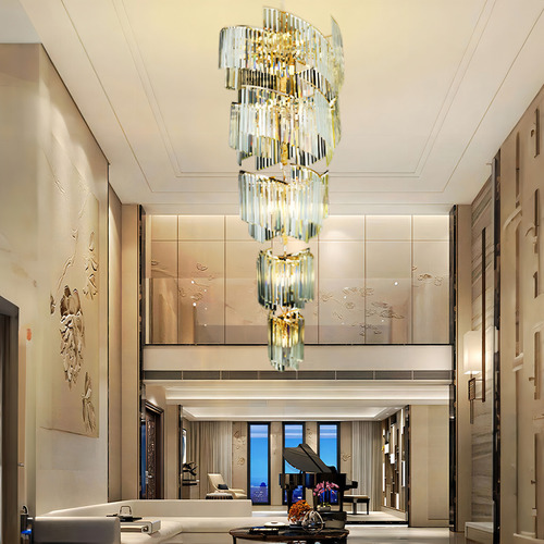 Pendente Lustre 200cm Metal Cristal Dourado Sindora Dcd06516 110v/220v