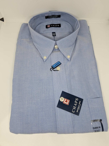 * Camisa Hombre Talla 16-16 1/2, 32/33 Chaps Celeste